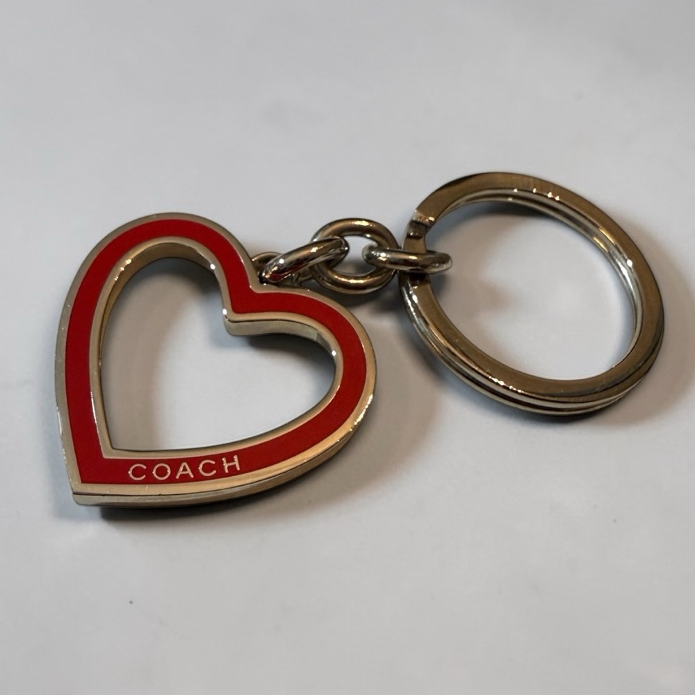 Vintage Retired COACH Red Open Heart Keychain Charm